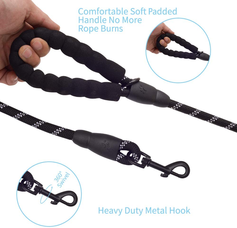 Fido N Feline 6 ft Padded Rope Dog Leash for Medium and Large Dogs -