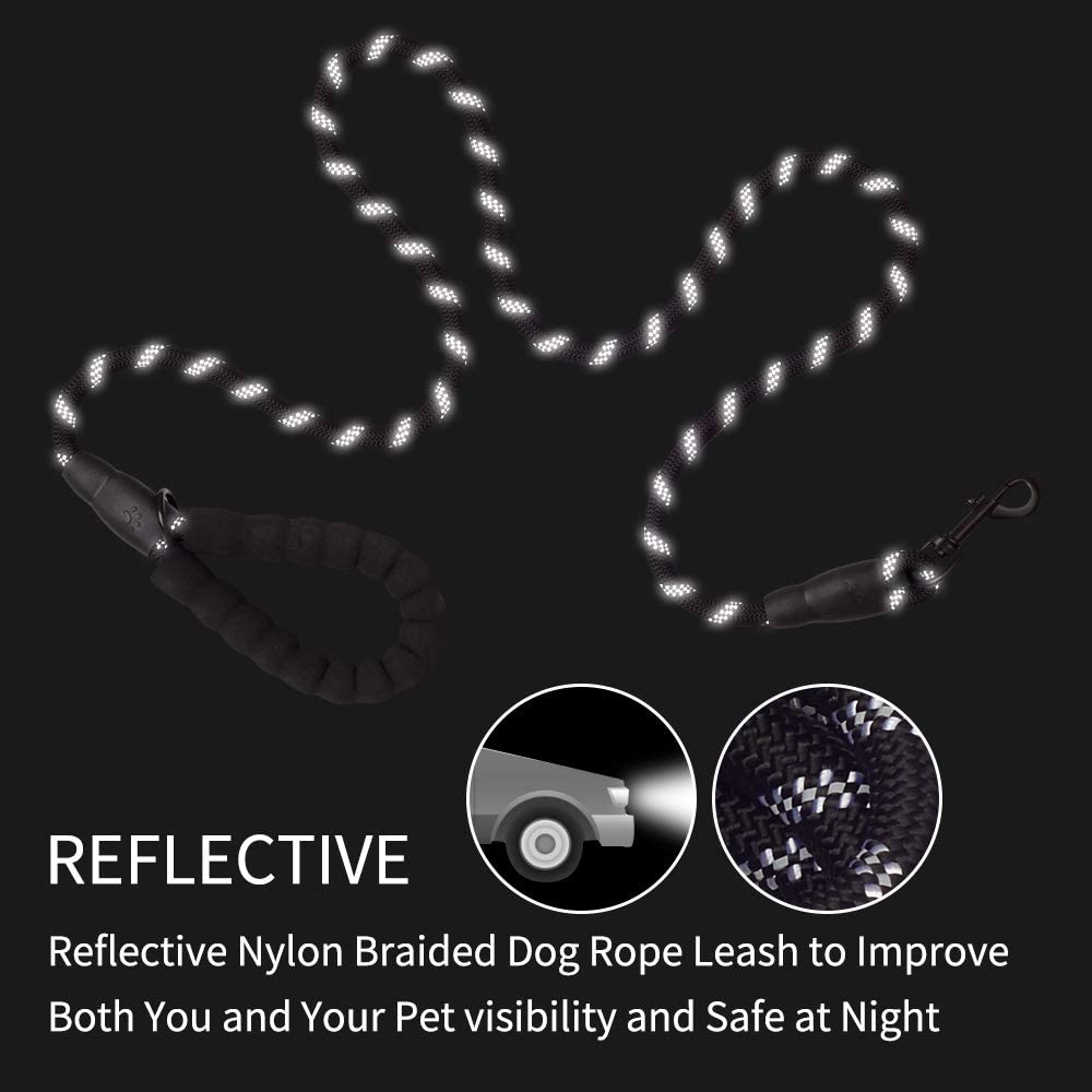Fido N Feline 6 ft Padded Rope Dog Leash for Medium and Large Dogs -
