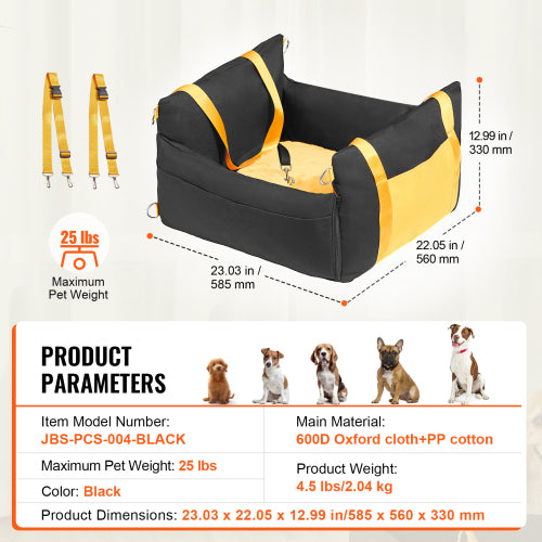 Dog Booster Car Seat Pet Car Seat for Small Dog up to 25lbs Black