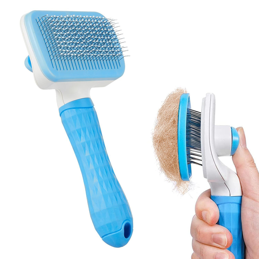 Basics Self Cleaning Slicker Pet Grooming Brush | Pet Cleaning Tool