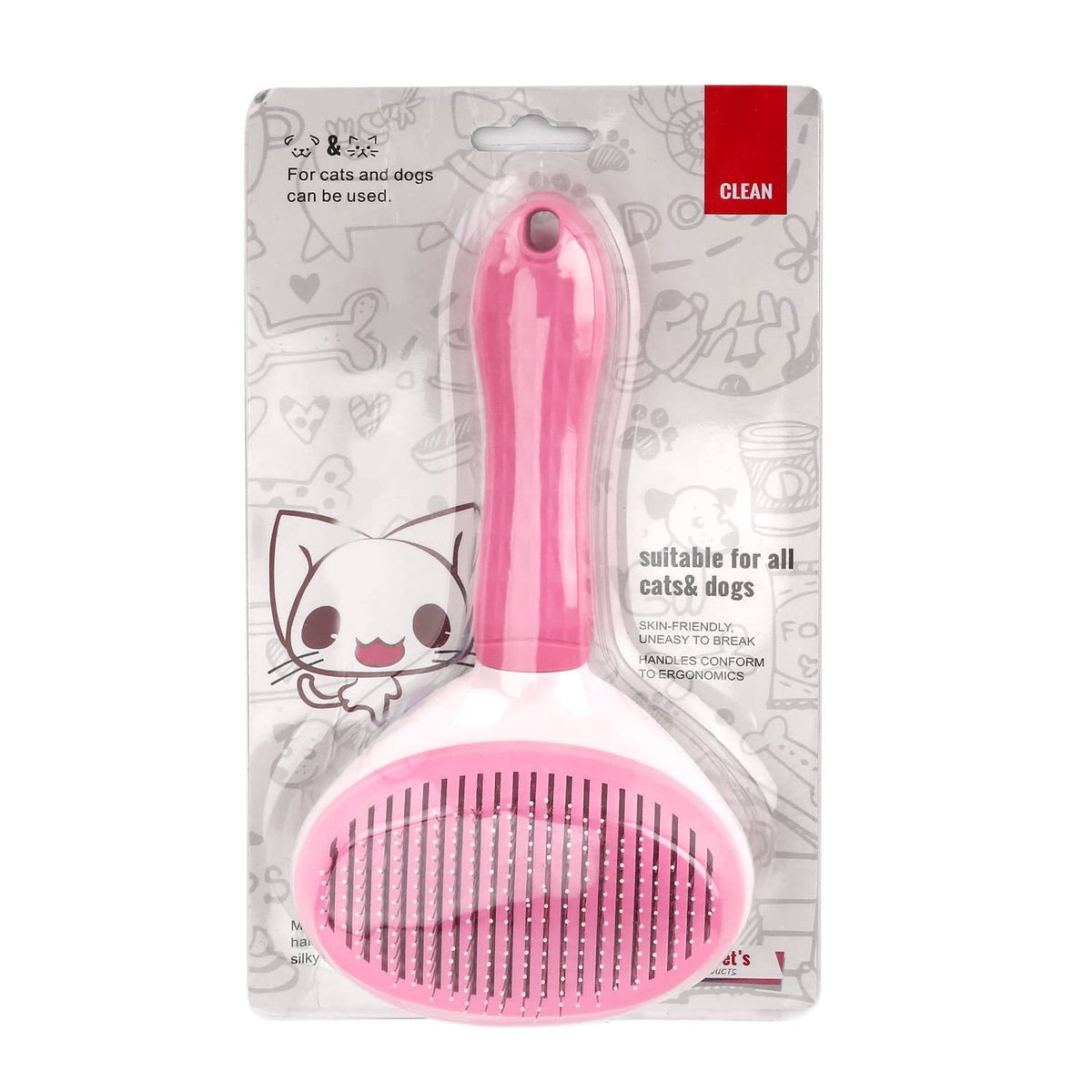 Basics Self Cleaning Slicker Pet Grooming Brush | Pet Cleaning Tool